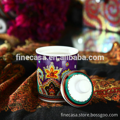 180CC Fine New Bone China Purple Canister Set of Paisley